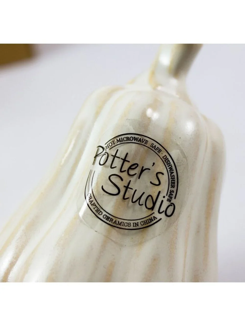 Potter' Studio Cream Glazed Stoneware Squash Gourd Salt & Pepper Set